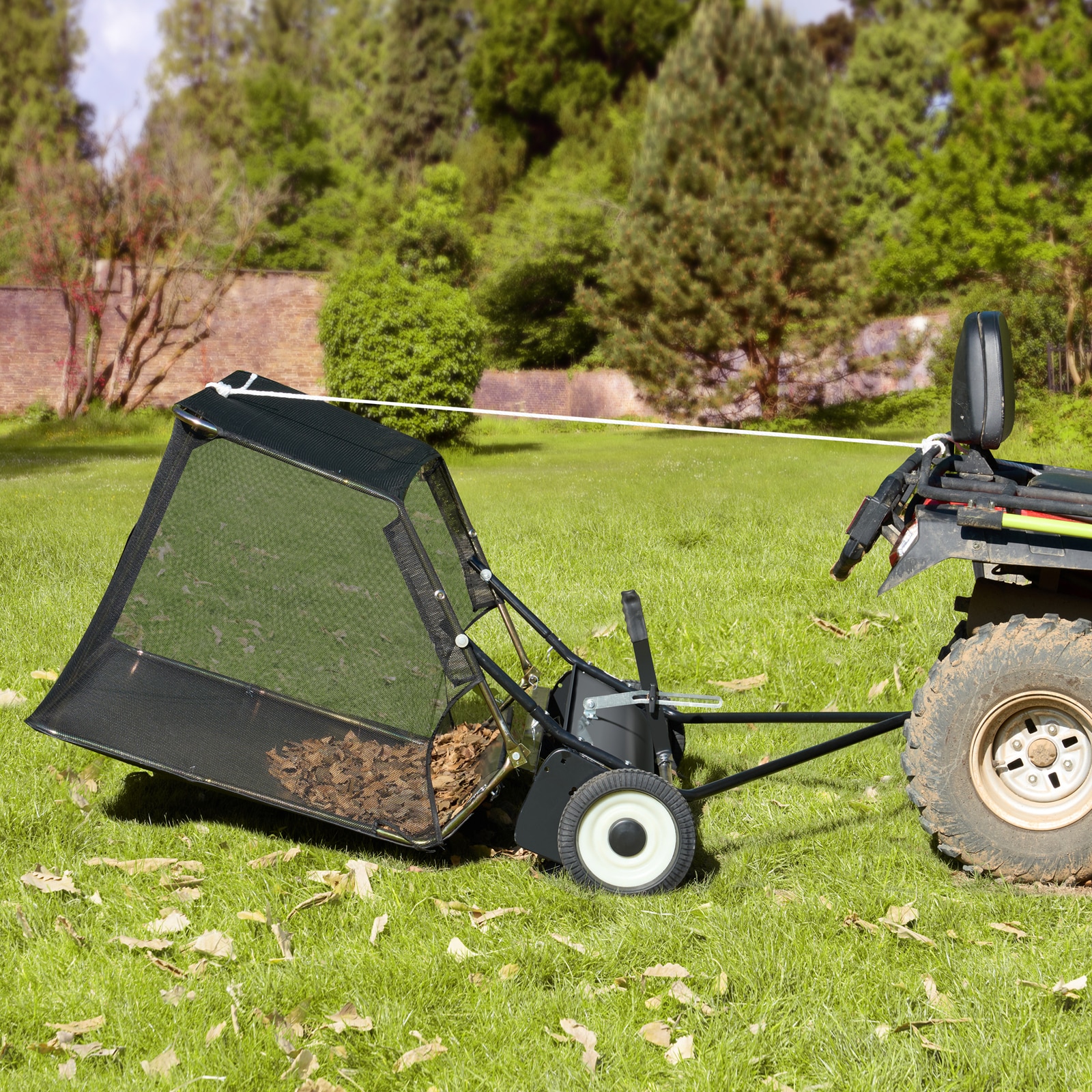 Lawn Sweeper Tow Behind 52 Inch Large Grass Collector For Garden_voghion.com